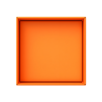 ai gerado topo Visão do laranja aberto caixa com esvaziar espaço para produtos exibição ou semelhante casos. rey para brincar. transparente png dentro