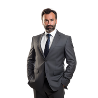 AI generated Photo of a successful and smiling businessman in a suit without background. Transparent PNG included