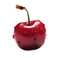 AI generated Close up photo of red, tasty and ripe cherry without background. Transparent PNG included