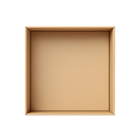 AI generated Top view of beige opened box with empty space for product display or similar cases. Reay for mockup. Transparent PNG inside