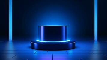 AI generated 3d rendered empty display podium with lights Minimal scene for product display presentation photo