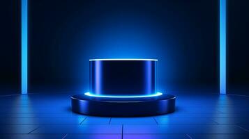 AI generated 3d rendered empty display podium with lights Minimal scene for product display presentation photo