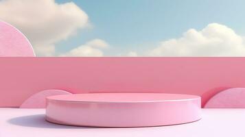 AI generated 3d rendered pink empty display podium Minimal scene for product display presentation photo