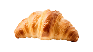 ai gegenereerd dichtbij omhoog foto van vers, krokant en smakelijk croissant zonder achtergrond. transparant PNG binnen