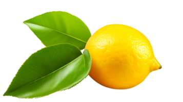 AI generated Close up photo of fresh and tasty lemon without background. Transparent PNG inside