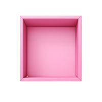 ai generiert oben Aussicht von Rosa geöffnet Box mit leeren Raum zum Produkt Anzeige oder ähnlich Fälle. bereit zum Attrappe, Lehrmodell, Simulation. transparent png Innerhalb