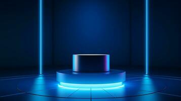 AI generated 3d rendered empty display podium with lights Minimal scene for product display presentation photo