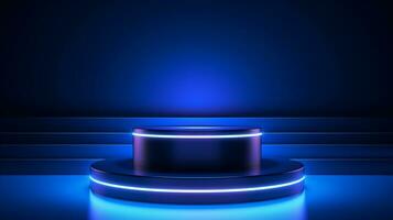AI generated 3d rendered empty display podium with lights Minimal scene for product display presentation photo