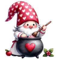 AI generated Red Gnome Pastry Chef bakes with love for Valentine's Day png