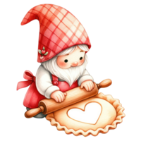 AI generated Red Gnome Pastry Chef bakes with love for Valentine's Day png