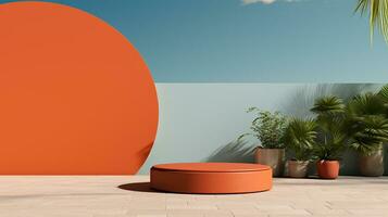 AI generated 3d rendered abstract empty display podium Minimal scene for product display presentation photo
