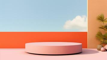 AI generated 3d rendered abstract empty display podium Minimal scene for product display presentation photo