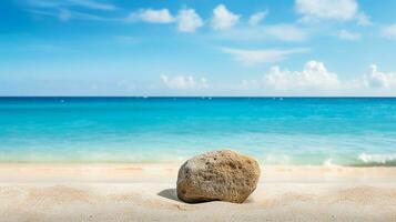 AI generated 3d rendered empty display concrete podium on water Minimal scene for product display presentation photo