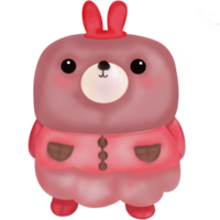 cute pink rabbit with red shoes png