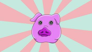 Animated pig head icon with rotating background video