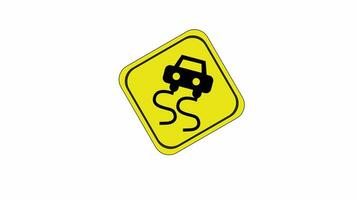 animated video of slippery road traffic sign icons