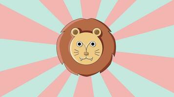 animated lion head icon with a rotating background video