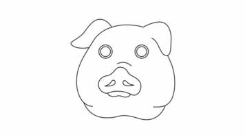 animated sketch of a pig's head icon video