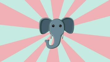 Animated elephant head icon with a rotating background video