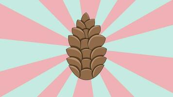 Animated pine cone icon with a rotating background video