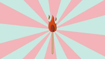 Animated matchstick icon with a rotating background video