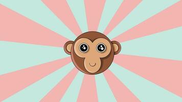 animation de une singe tête icône avec une tournant Contexte video