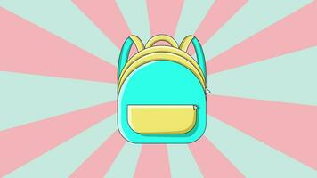 Animation of a backpack icon with a rotating background video