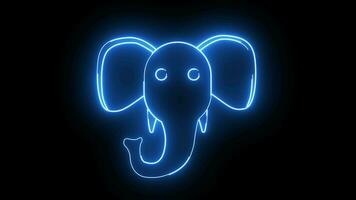 Animated elephant head icon with a glowing neon effect video