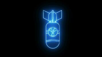 Animated nuclear bomb icon with a glowing neon effect video