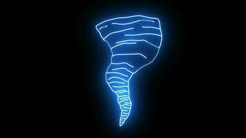 geanimeerd tornado icoon met een gloeiend neon effect video