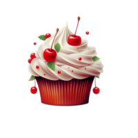 Cupcake 2d cartoon there is a cupcake with pink frosting Generated Ai png