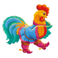 ai généré coq brillant dessin animé, coloré coq dessin animé, génératif ai png