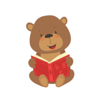 AI generated Cute bear cartoon reading png