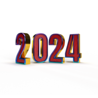 contento nuovo anno 2024 d'oro 3d numeri png