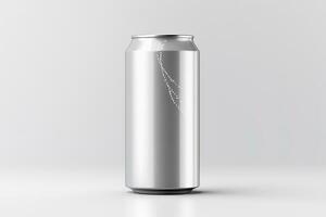 AI generated Empty steel can on isolated white background photo