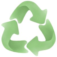 Green recycling symbol illustration with three arrows png