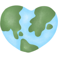 Blue green heart shaped earth illustration png