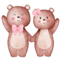 Teddy bear couple with pink bows png
