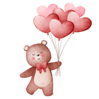 Teddy Bear with Red Heart Balloons png