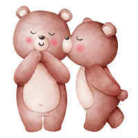 Valentine Teddy Bear Couple Sharing a Kiss png