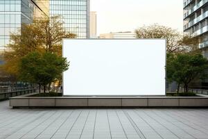 AI generated empty white billboard for mockup in street photo