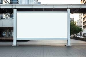 AI generated empty white billboard for mockup in street photo