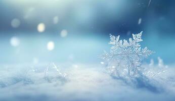 ai generado hermosa antecedentes imagen de pequeño ventisqueros, que cae nieve y copos de nieve en blanco y azul tonos foto