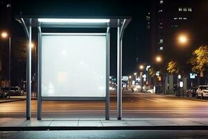 AI generated empty white billboard for mockup in street photo