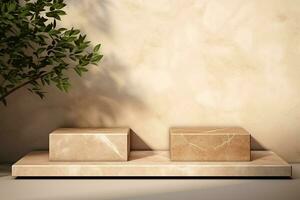 AI generated 3d rendered empty display podium Minimal scene for product display presentation photo