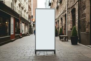 AI generated empty white billboard for mockup in street photo