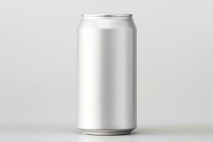 AI generated Empty steel can on isolated white background photo