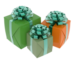 Christmas gift boxes isolated on background. 3d rendering - illustration png