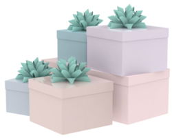 Christmas gift boxes isolated on background. 3d rendering - illustration png