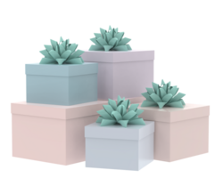 Navidad regalo cajas aislado en antecedentes. 3d representación - ilustración png